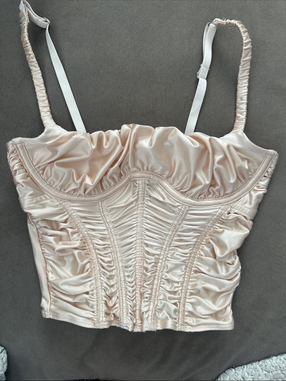 Gilly Hicks Ruched Satin Bustier Top - Cream